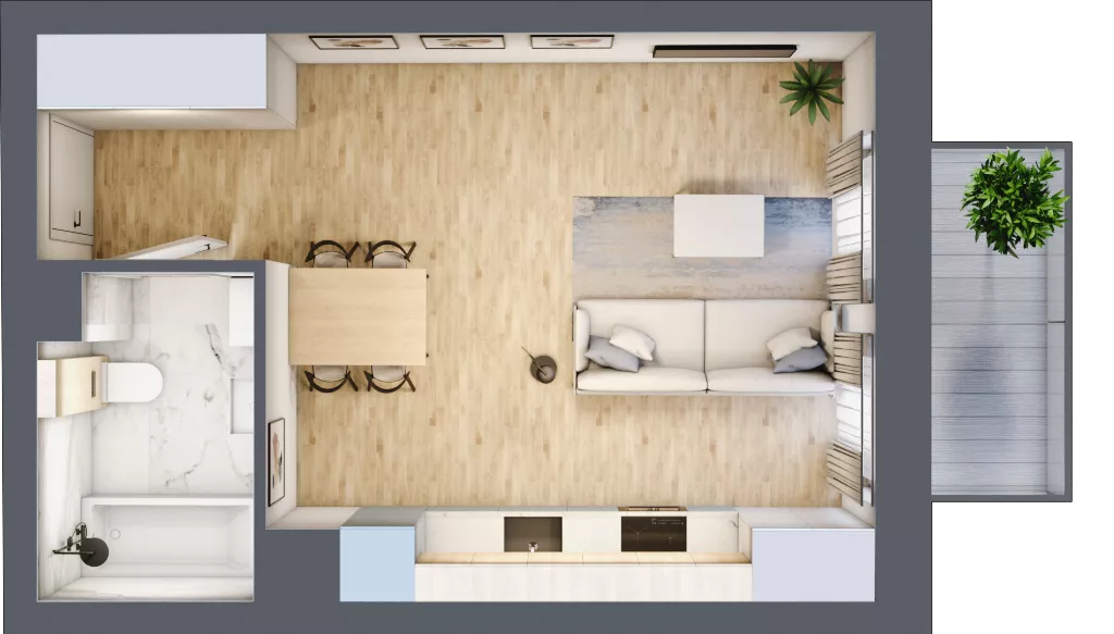 1 pokój, mieszkanie 29,96 m², piętro 4, oferta nr 04.2.M05, Mieszczańska Park, Wrocław, Nadodrze, ul. Dmowskiego