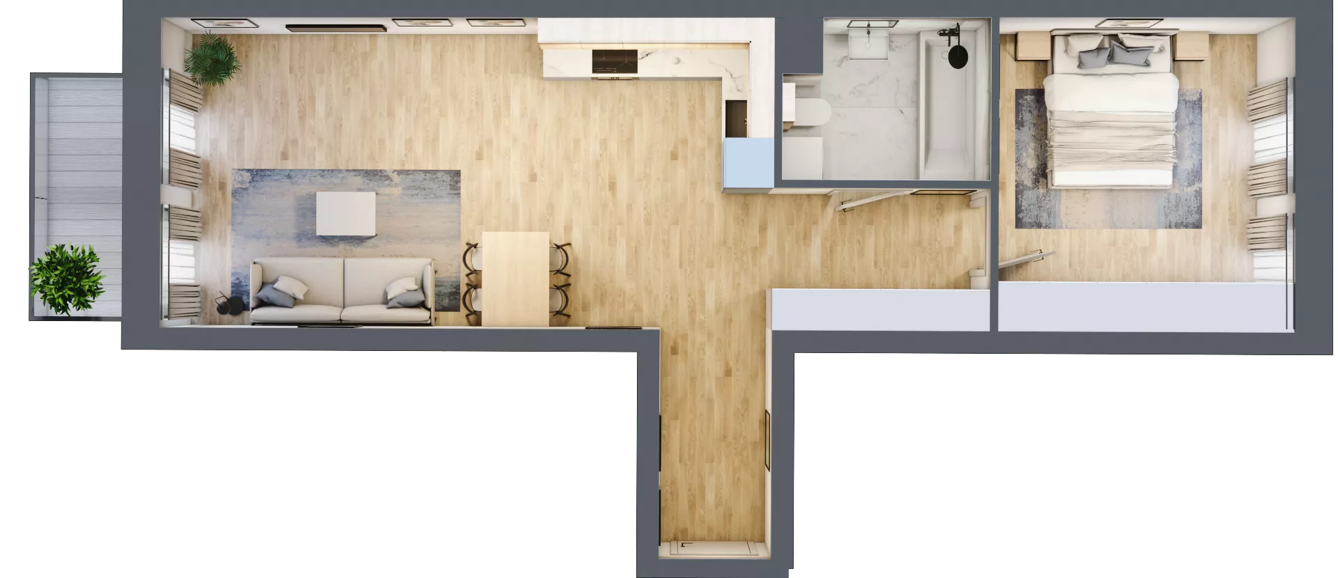 2 pokoje, mieszkanie 51,78 m², piętro 4, oferta nr 04.3.M02, Mieszczańska Park, Wrocław, Nadodrze, ul. Dmowskiego