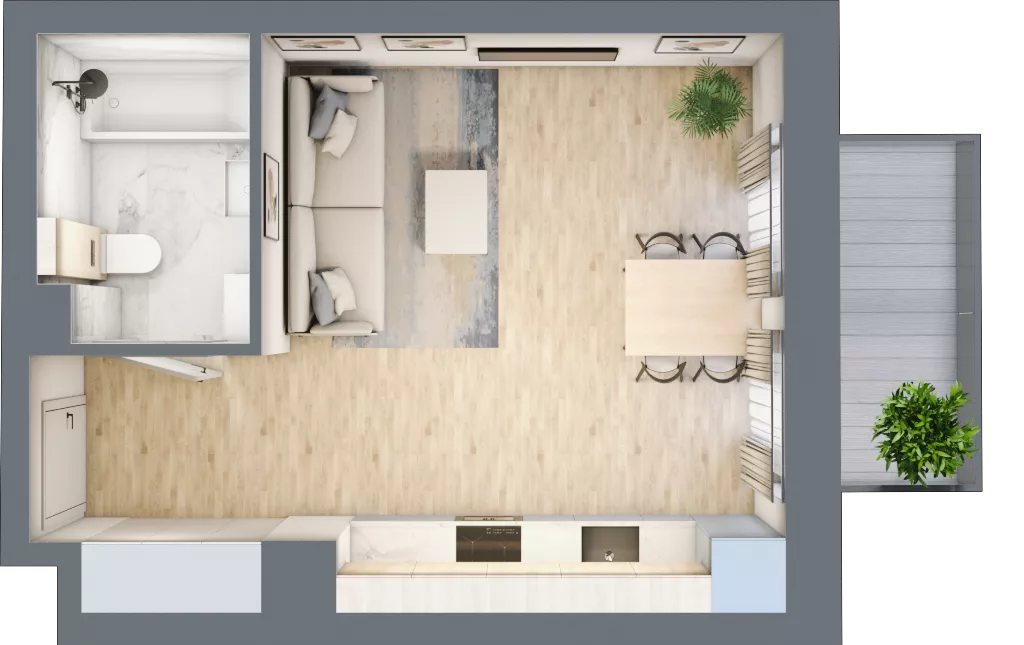1 pokój, mieszkanie 28,15 m², piętro 4, oferta nr 04.3.M03, Mieszczańska Park, Wrocław, Nadodrze, ul. Dmowskiego