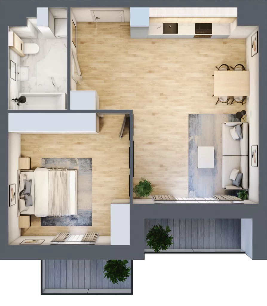 2 pokoje, mieszkanie 52,12 m², piętro 4, oferta nr 04.3.M07, Mieszczańska Park, Wrocław, Nadodrze, ul. Dmowskiego