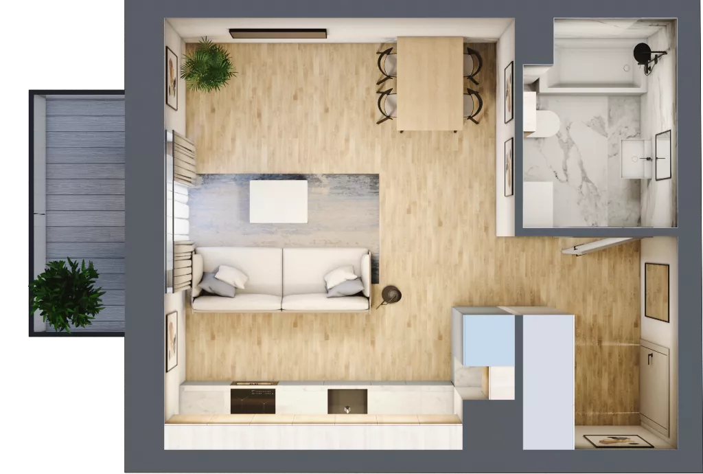 1 pokój, mieszkanie 29,21 m², piętro 4, oferta nr 04.4.M01, Mieszczańska Park, Wrocław, Nadodrze, ul. Dmowskiego