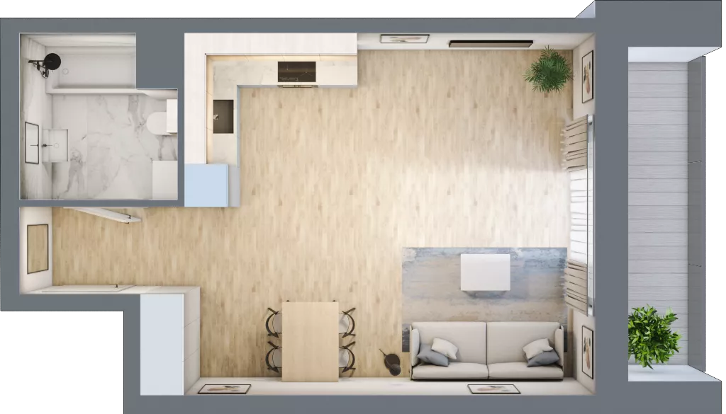 1 pokój, mieszkanie 37,17 m², piętro 4, oferta nr 04.4.M02, Mieszczańska Park, Wrocław, Nadodrze, ul. Dmowskiego