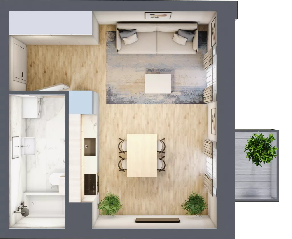 1 pokój, mieszkanie 28,52 m², piętro 4, oferta nr 04.5.M04, Mieszczańska Park, Wrocław, Nadodrze, ul. Dmowskiego