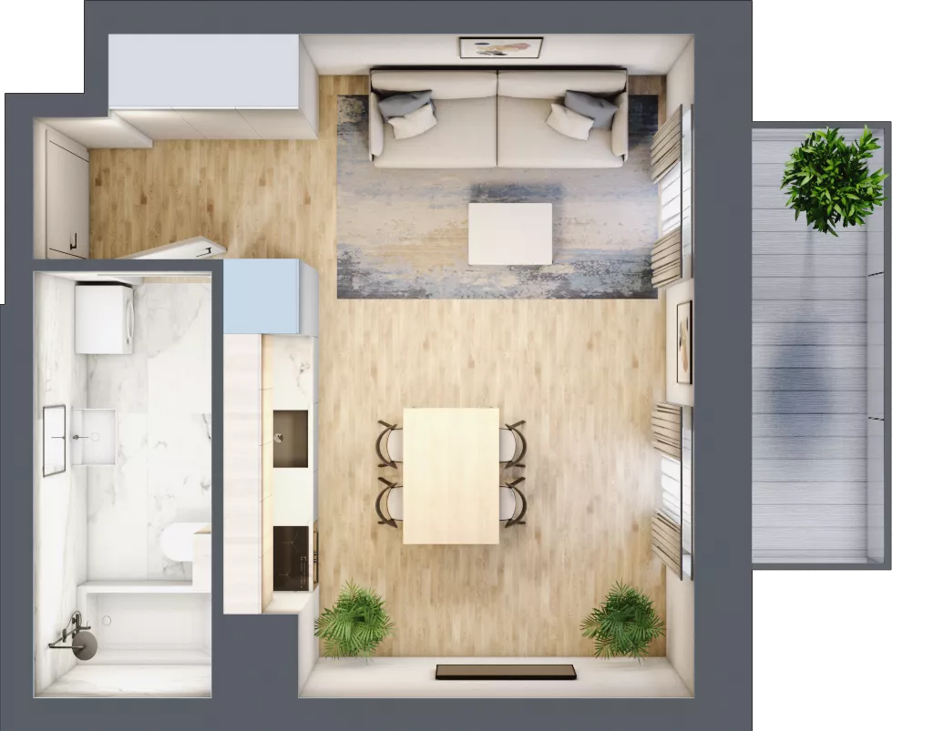 1 pokój, mieszkanie 26,95 m², piętro 4, oferta nr 04.5.M05, Mieszczańska Park, Wrocław, Nadodrze, ul. Dmowskiego