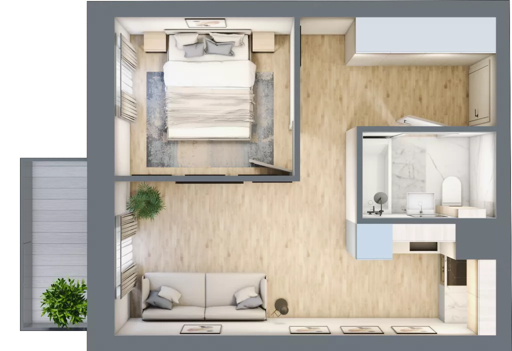 2 pokoje, mieszkanie 32,52 m², piętro 4, oferta nr 04.5.M07, Mieszczańska Park, Wrocław, Nadodrze, ul. Dmowskiego