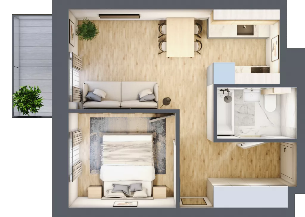 2 pokoje, mieszkanie 33,19 m², piętro 4, oferta nr 04.5.M08, Mieszczańska Park, Wrocław, Nadodrze, ul. Dmowskiego
