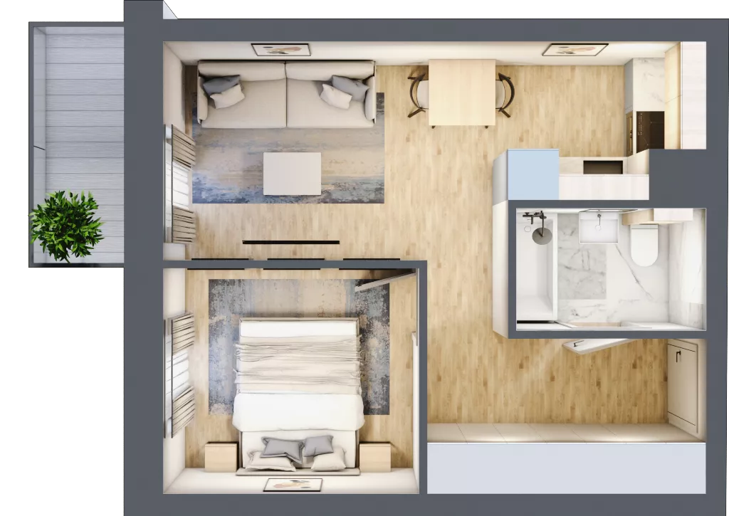 2 pokoje, mieszkanie 32,52 m², piętro 4, oferta nr 04.5.M11, Mieszczańska Park, Wrocław, Nadodrze, ul. Dmowskiego