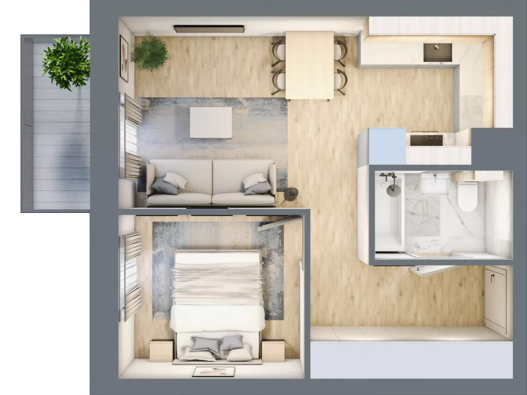 2 pokoje, mieszkanie 36,03 m², piętro 4, oferta nr 04.6.M07, Mieszczańska Park, Wrocław, Nadodrze, ul. Dmowskiego