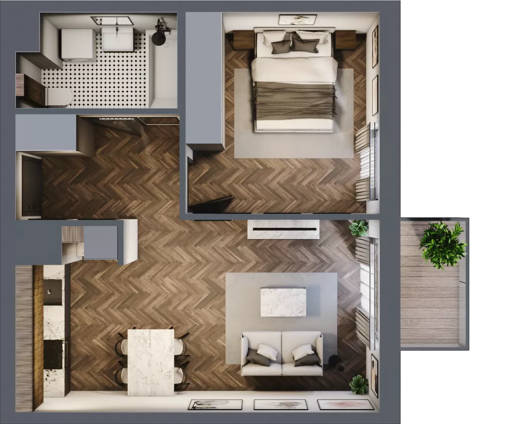 2 pokoje, mieszkanie 44,71 m², piętro 6, oferta nr 153, Nowa Mangalia - Etap II, Warszawa, Mokotów, Stegny, ul. Mangalia