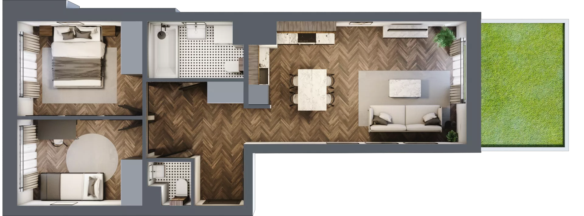 3 pokoje, mieszkanie 60,58 m², parter, oferta nr 130, Nowa Mangalia - Etap II, Warszawa, Mokotów, Stegny, ul. Mangalia