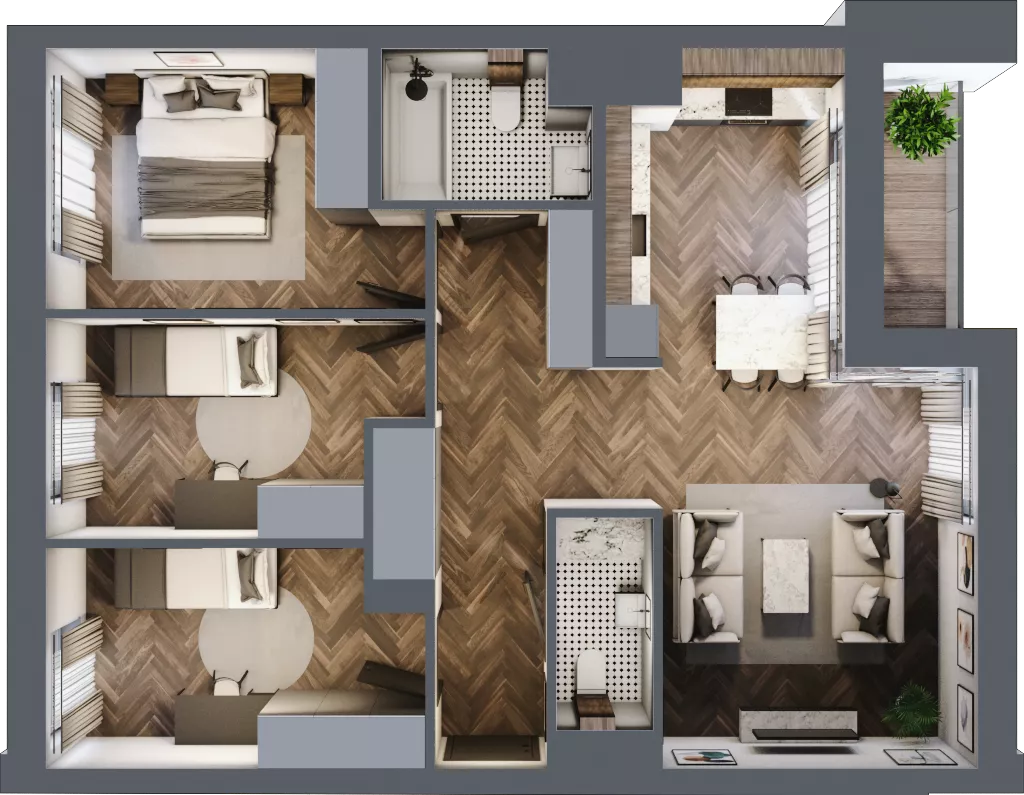 4 pokoje, mieszkanie 76,82 m², piętro 4, oferta nr 117, Nowa Mangalia - Etap II, Warszawa, Mokotów, Stegny, ul. Mangalia