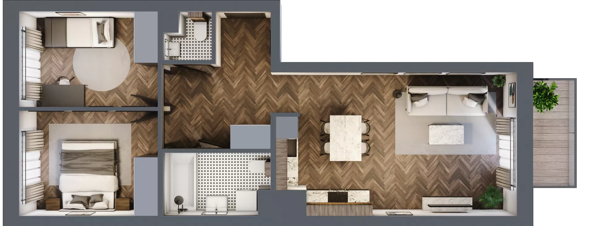 3 pokoje, mieszkanie 61,96 m², piętro 1, oferta nr 165, Nowa Mangalia - Etap II, Warszawa, Mokotów, Stegny, ul. Mangalia