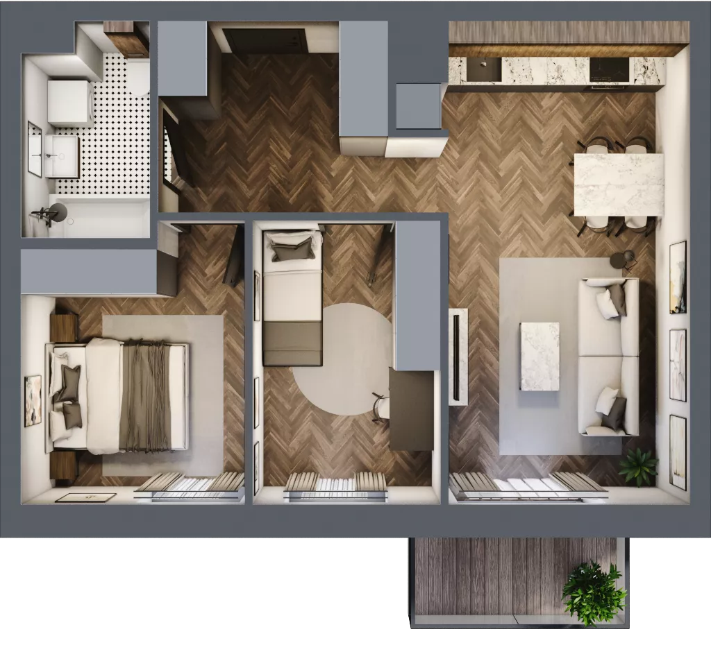 3 pokoje, mieszkanie 55,31 m², piętro 1, oferta nr 188, Nowa Mangalia - Etap II, Warszawa, Mokotów, Stegny, ul. Mangalia
