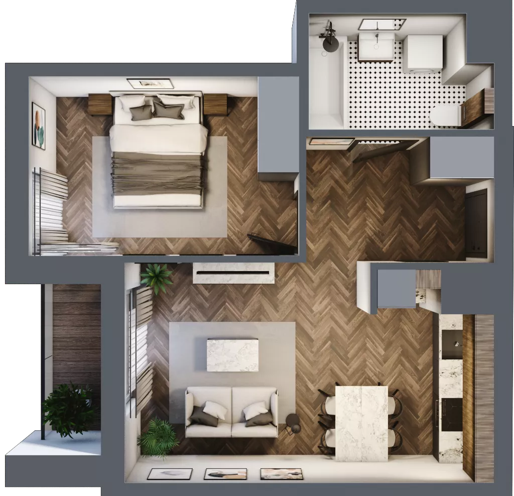 2 pokoje, mieszkanie 42,03 m², piętro 7, oferta nr 101, Nowa Mangalia - Etap II, Warszawa, Mokotów, Stegny, ul. Mangalia