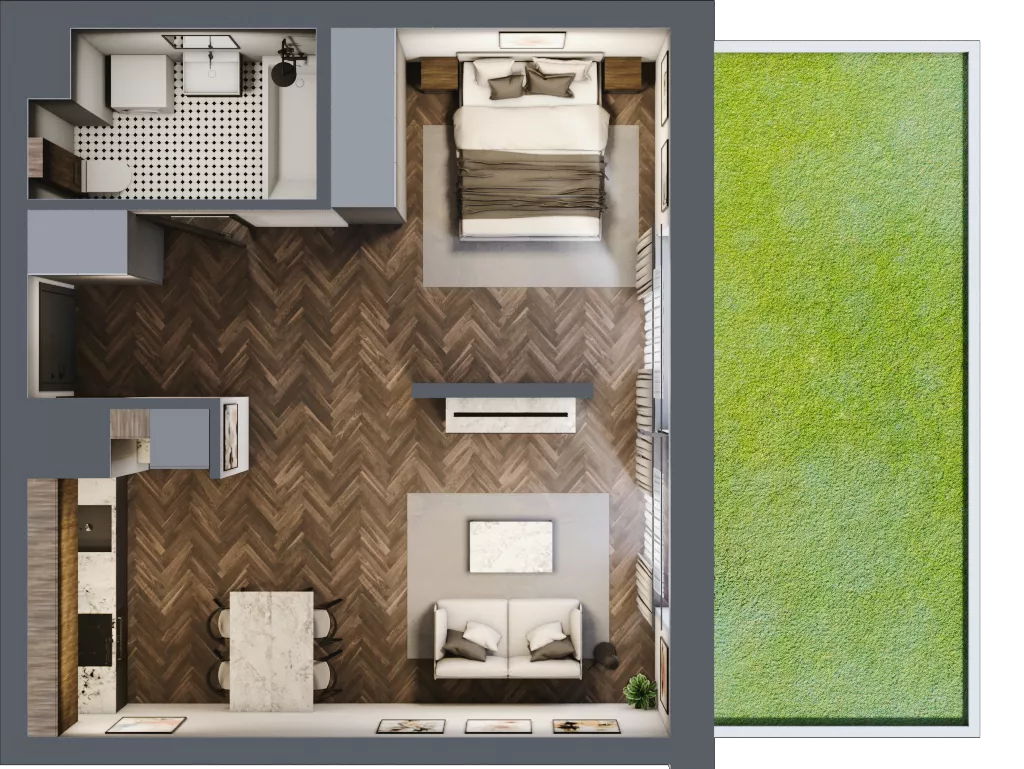 1 pokój, mieszkanie 44,39 m², parter, oferta nr 131, Nowa Mangalia - Etap II, Warszawa, Mokotów, Stegny, ul. Mangalia
