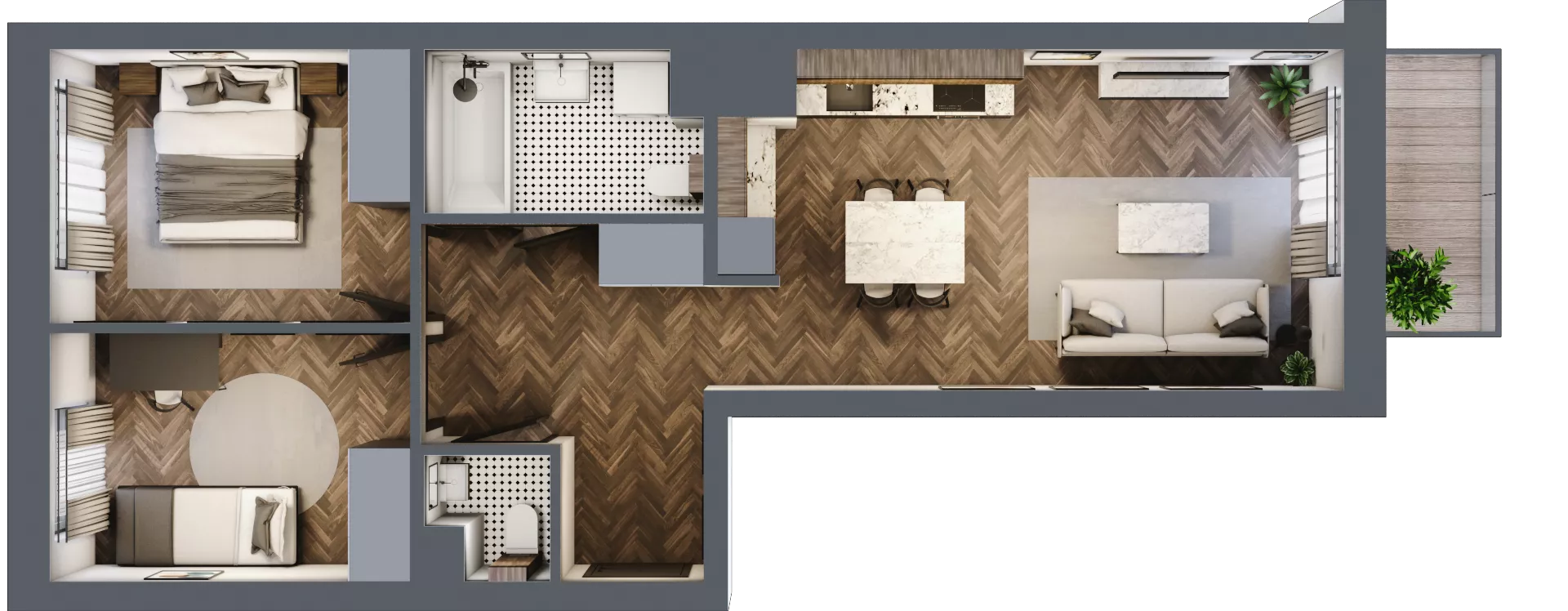 3 pokoje, mieszkanie 59,80 m², piętro 4, oferta nr 196, Nowa Mangalia - Etap II, Warszawa, Mokotów, Stegny, ul. Mangalia