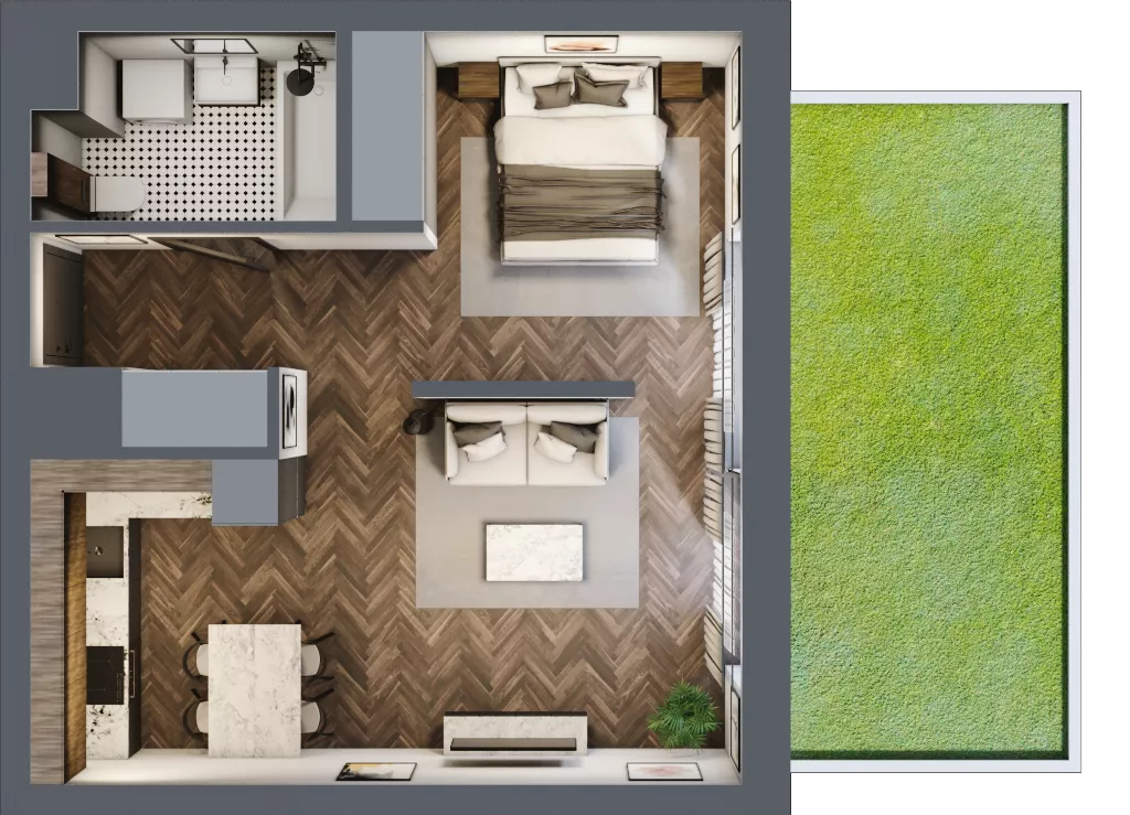 1 pokój, mieszkanie 42,44 m², parter, oferta nr 208, Nowa Mangalia - Etap II, Warszawa, Mokotów, Stegny, ul. Mangalia