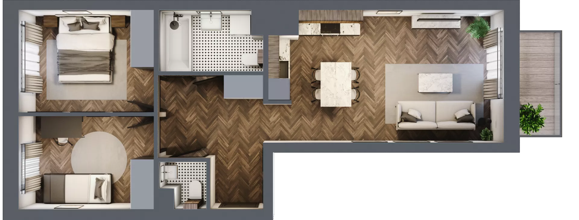 3 pokoje, mieszkanie 60,66 m², piętro 3, oferta nr 140, Nowa Mangalia - Etap II, Warszawa, Mokotów, Stegny, ul. Mangalia