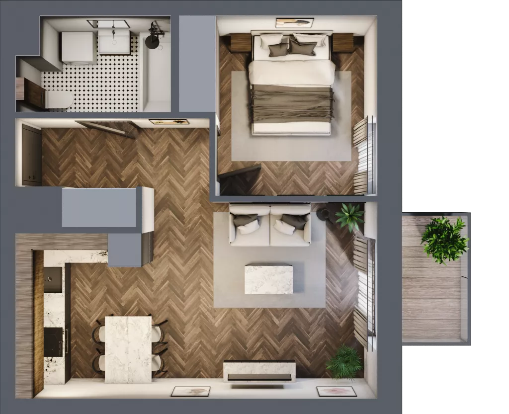 2 pokoje, mieszkanie 42,21 m², piętro 4, oferta nr 220, Nowa Mangalia - Etap II, Warszawa, Mokotów, Stegny, ul. Mangalia