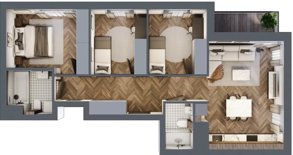 4 pokoje, mieszkanie 70,42 m², piętro 6, oferta nr 93, Nowa Mangalia - Etap II, Warszawa, Mokotów, Stegny, ul. Mangalia