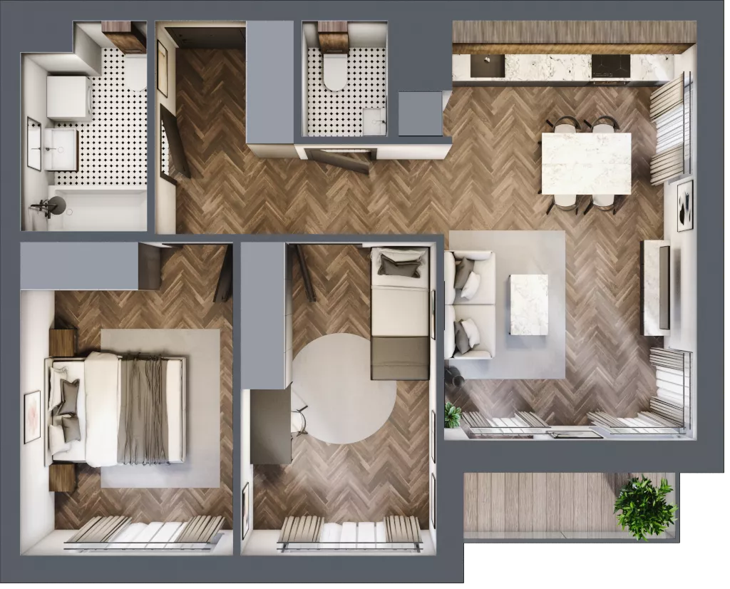 3 pokoje, mieszkanie 58,65 m², piętro 6, oferta nr 94, Nowa Mangalia - Etap II, Warszawa, Mokotów, Stegny, ul. Mangalia