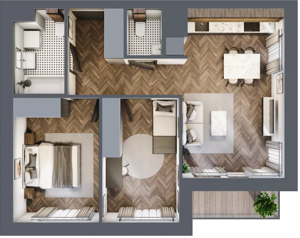 3 pokoje, mieszkanie 57,77 m², parter, oferta nr 67, Nowa Mangalia - Etap II, Warszawa, Mokotów, Stegny, ul. Mangalia