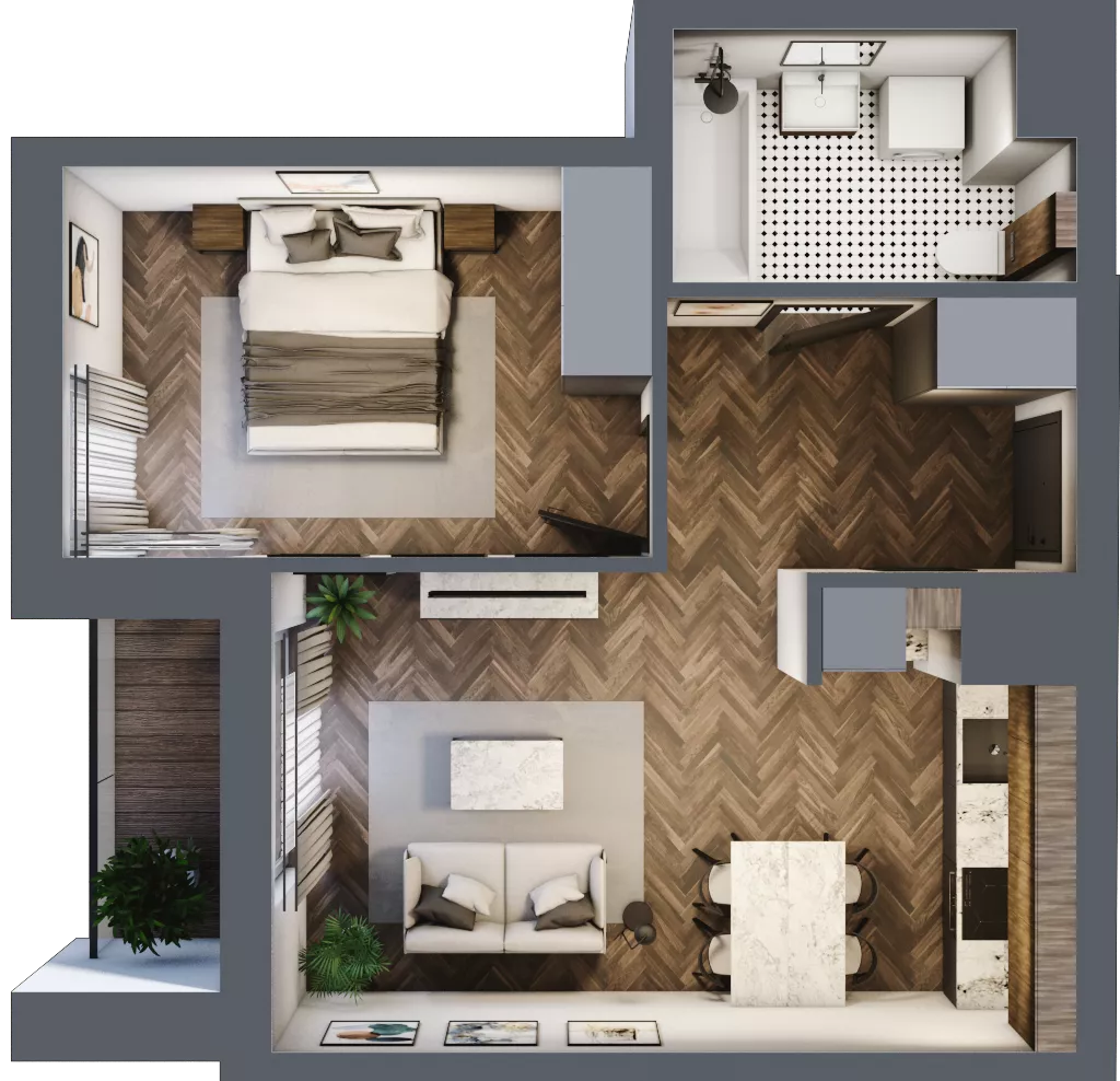 2 pokoje, mieszkanie 42,08 m², piętro 6, oferta nr 96, Nowa Mangalia - Etap II, Warszawa, Mokotów, Stegny, ul. Mangalia