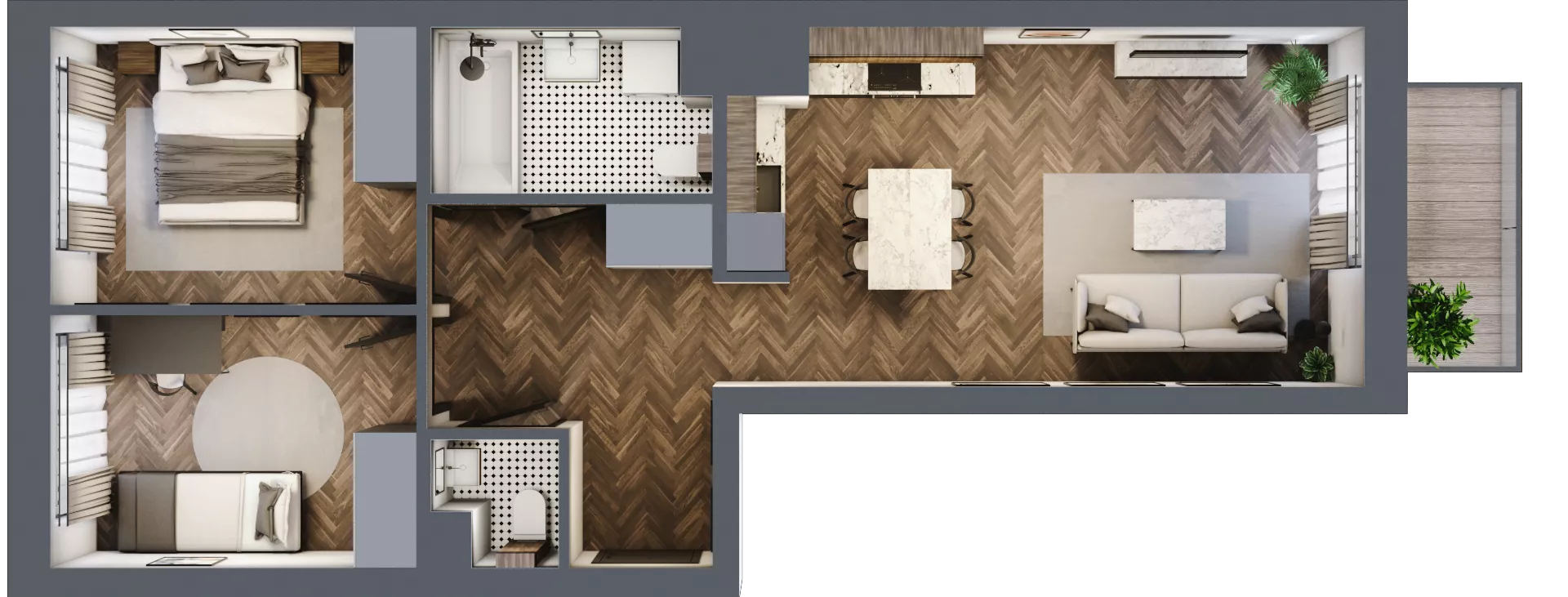 3 pokoje, mieszkanie 60,55 m², piętro 1, oferta nr 132, Nowa Mangalia - Etap II, Warszawa, Mokotów, Stegny, ul. Mangalia