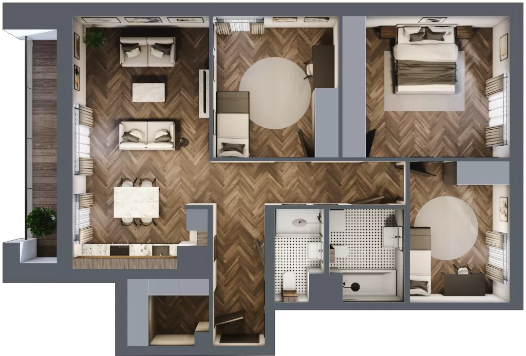 4 pokoje, mieszkanie 94,55 m², piętro 6, oferta nr 225, Nowa Mangalia - Etap II, Warszawa, Mokotów, Stegny, ul. Mangalia