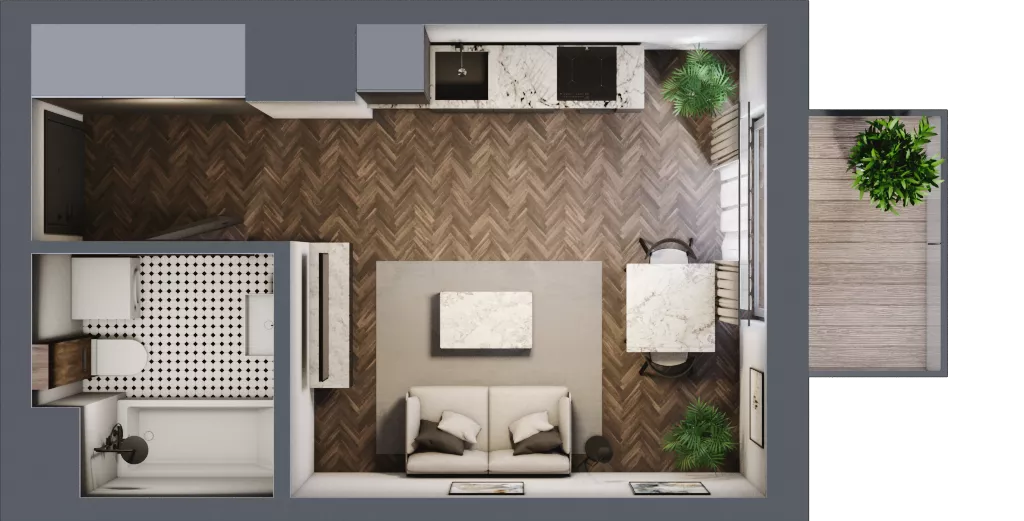 1 pokój, mieszkanie 25,23 m², piętro 6, oferta nr 154, Nowa Mangalia - Etap II, Warszawa, Mokotów, Stegny, ul. Mangalia