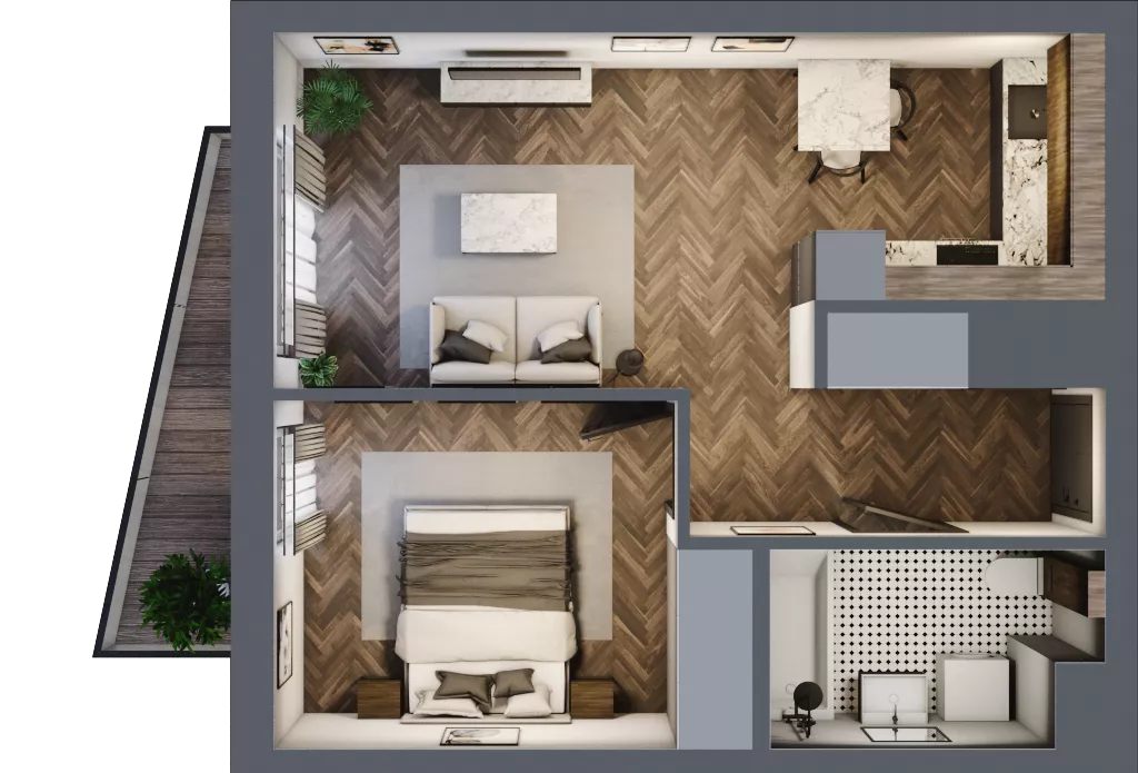 2 pokoje, mieszkanie 42,20 m², piętro 5, oferta nr 51, Nowa Mangalia - Etap II, Warszawa, Mokotów, Stegny, ul. Mangalia