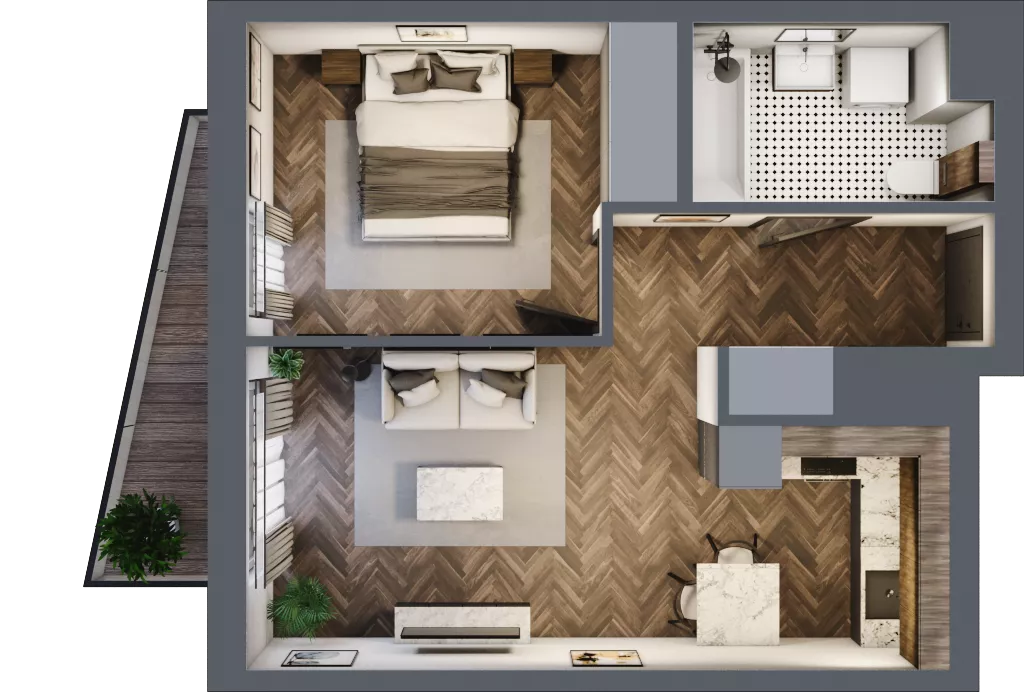 2 pokoje, mieszkanie 41,08 m², piętro 5, oferta nr 50, Nowa Mangalia - Etap II, Warszawa, Mokotów, Stegny, ul. Mangalia