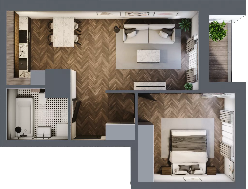 2 pokoje, mieszkanie 49,14 m², parter, oferta nr 1, Nowa Mangalia - Etap II, Warszawa, Mokotów, Stegny, ul. Mangalia