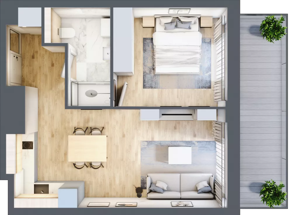 2 pokoje, apartament inwestycyjny 41,23 m², piętro 2, oferta nr MN37, Apartamenty Wypoczynkowa, Jastrzębia Góra, ul. Wypoczynkowa