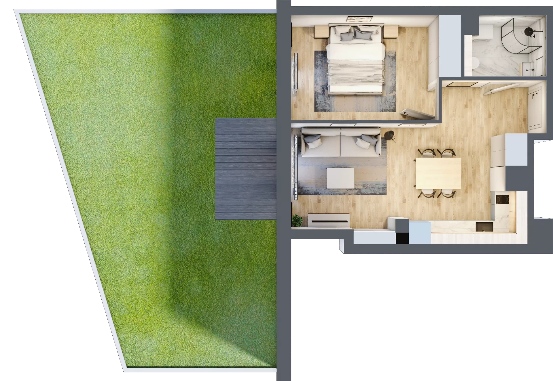2 pokoje, apartament inwestycyjny 39,75 m², parter, oferta nr MN01, Apartamenty Wypoczynkowa, Jastrzębia Góra, ul. Wypoczynkowa