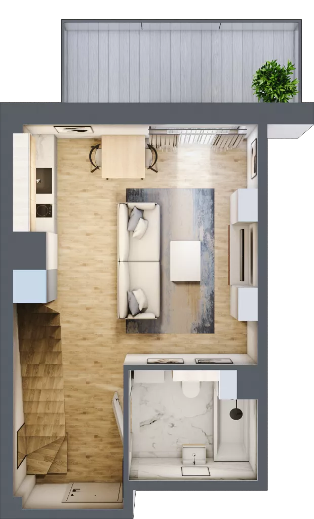 2 pokoje, apartament inwestycyjny 42,28 m², piętro 3, oferta nr MN62, Apartamenty Wypoczynkowa, Jastrzębia Góra, ul. Wypoczynkowa