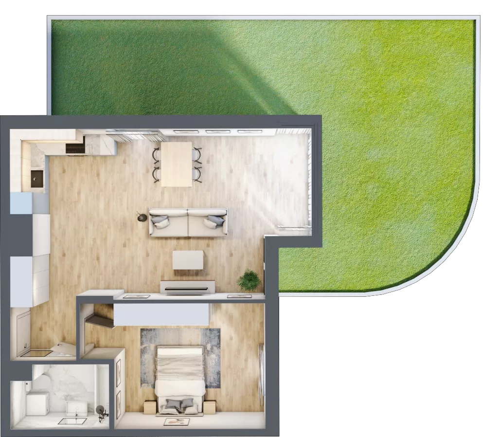 2 pokoje, mieszkanie 59,60 m², parter, oferta nr 6A0001, Jaśminowy Mokotów VI Wille Miejskie, Warszawa, Mokotów, Stegny, ul. Białego Dębu