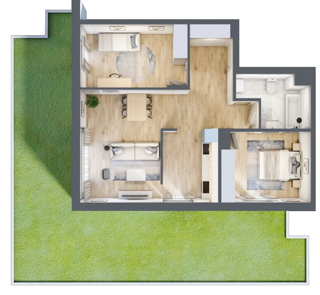 3 pokoje, apartament 71,19 m², parter, oferta nr 6A0003, Jaśminowy Mokotów VI Wille Miejskie, Warszawa, Mokotów, Stegny, ul. Białego Dębu