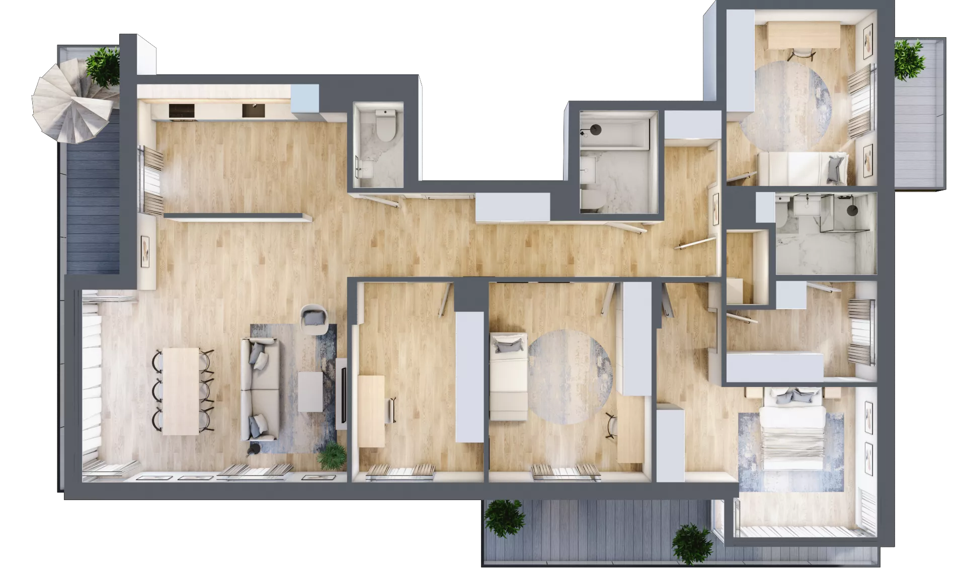 5 pokoi, apartament 132,16 m², piętro 2, oferta nr 6D0208, Jaśminowy Mokotów VI Wille Miejskie, Warszawa, Mokotów, Stegny, ul. Białego Dębu