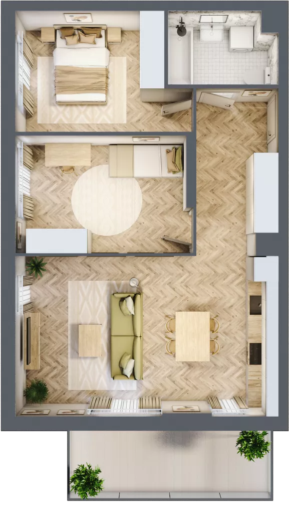3 pokoje, apartament 62,79 m², piętro 1, oferta nr HB0107, Holm House, Warszawa, Mokotów, Ksawerów, ul. Zdziechowskiego