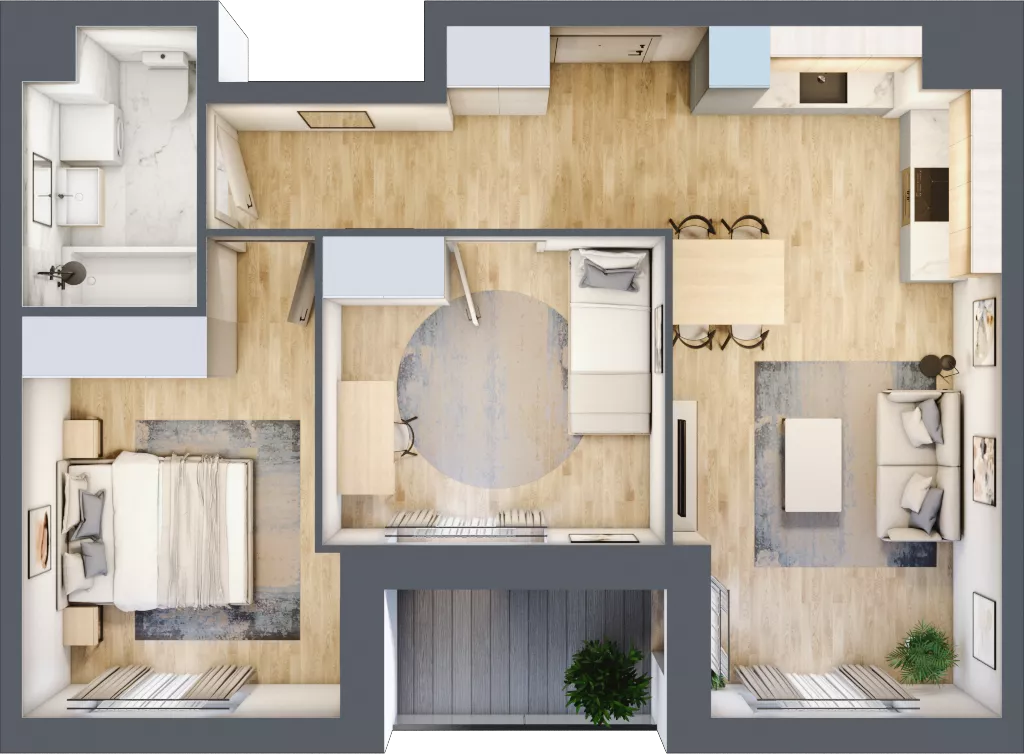 3 pokoje, mieszkanie 54,43 m², piętro 2, oferta nr AA0205, NU Warszawa Wola, Warszawa, Wola, Czyste, ul. Kolejowa