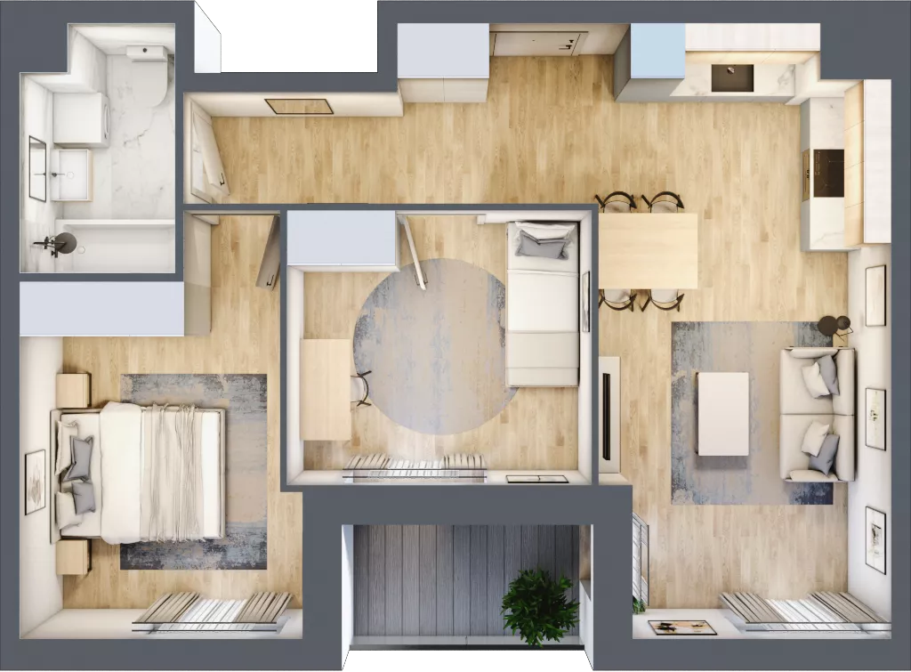 3 pokoje, mieszkanie 54,48 m², piętro 1, oferta nr AA0105, NU Warszawa Wola, Warszawa, Wola, Czyste, ul. Kolejowa