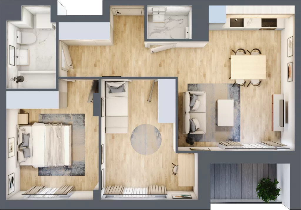 3 pokoje, mieszkanie 57,69 m², piętro 1, oferta nr AA0108, NU Warszawa Wola, Warszawa, Wola, Czyste, ul. Kolejowa