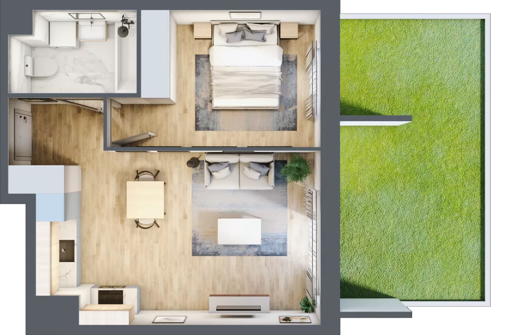 2 pokoje, mieszkanie 41,52 m², parter, oferta nr BC0002, NU Warszawa Wola, Warszawa, Wola, Czyste, ul. Kolejowa
