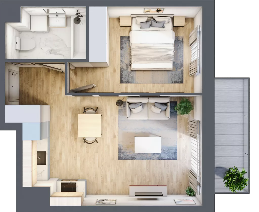 2 pokoje, mieszkanie 41,53 m², piętro 1, oferta nr BC0102, NU Warszawa Wola, Warszawa, Wola, Czyste, ul. Kolejowa