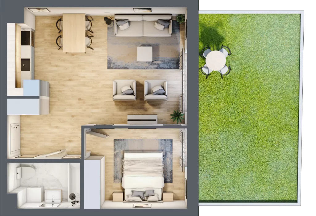 2 pokoje, mieszkanie 48,91 m², parter, oferta nr AC0003, Stilla, Warszawa, Włochy, Raków, ul. Fajansowa 5