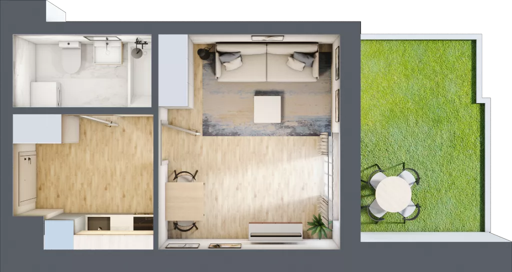 1 pokój, mieszkanie 28,89 m², parter, oferta nr BA0005, Stilla, Warszawa, Włochy, Raków, ul. Fajansowa 5