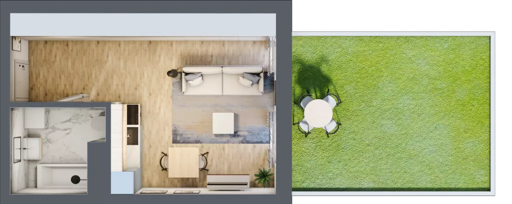 1 pokój, mieszkanie 32,63 m², parter, oferta nr BB0002, Stilla, Warszawa, Włochy, Raków, ul. Fajansowa 5