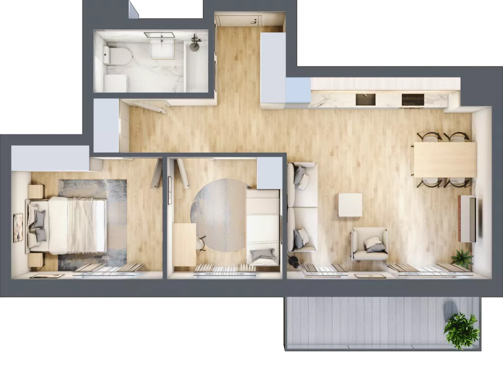 3 pokoje, mieszkanie 56,53 m², piętro 3, oferta nr BA0356, Stilla, Warszawa, Włochy, Raków, ul. Fajansowa 5