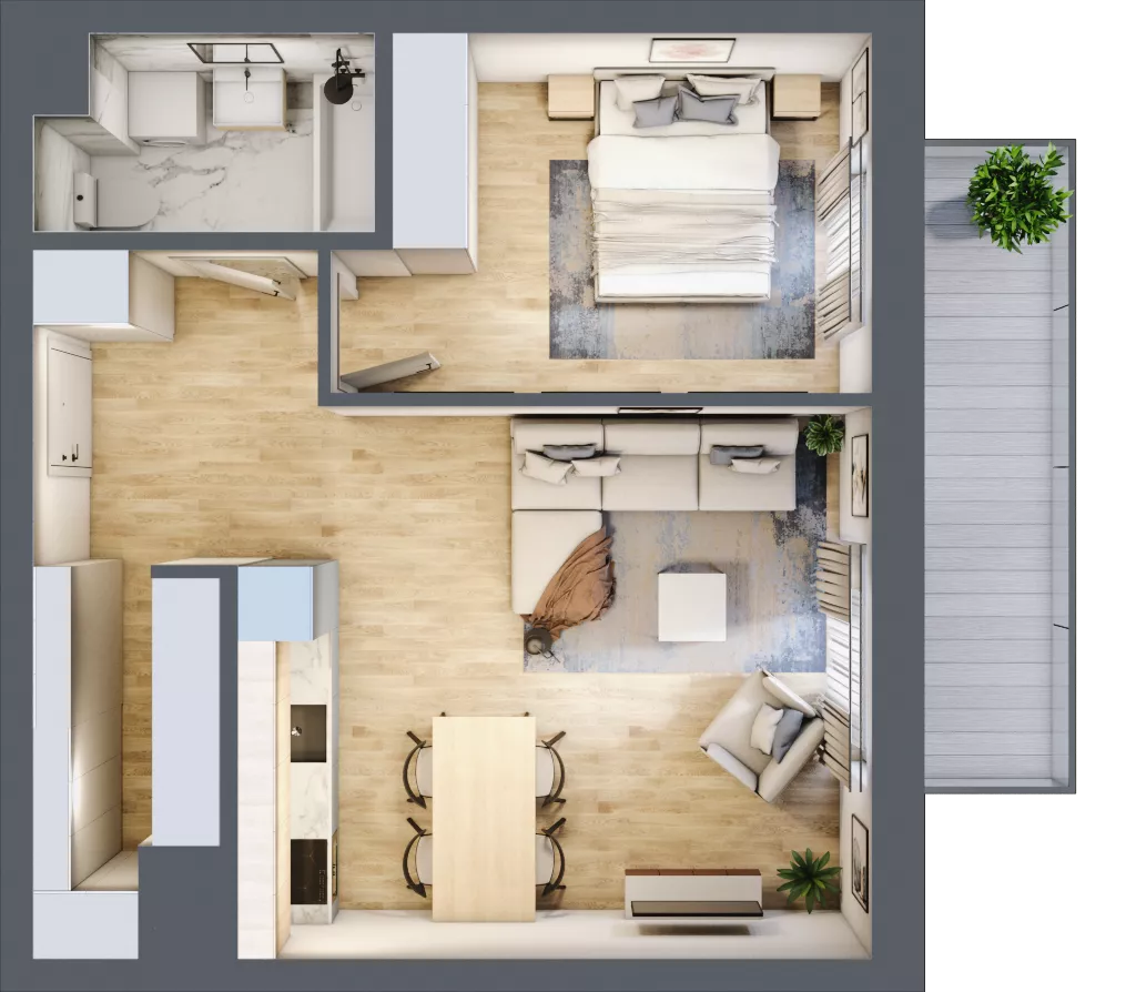 2 pokoje, mieszkanie 48,55 m², piętro 4, oferta nr BA0464, Stilla, Warszawa, Włochy, Raków, ul. Fajansowa 5